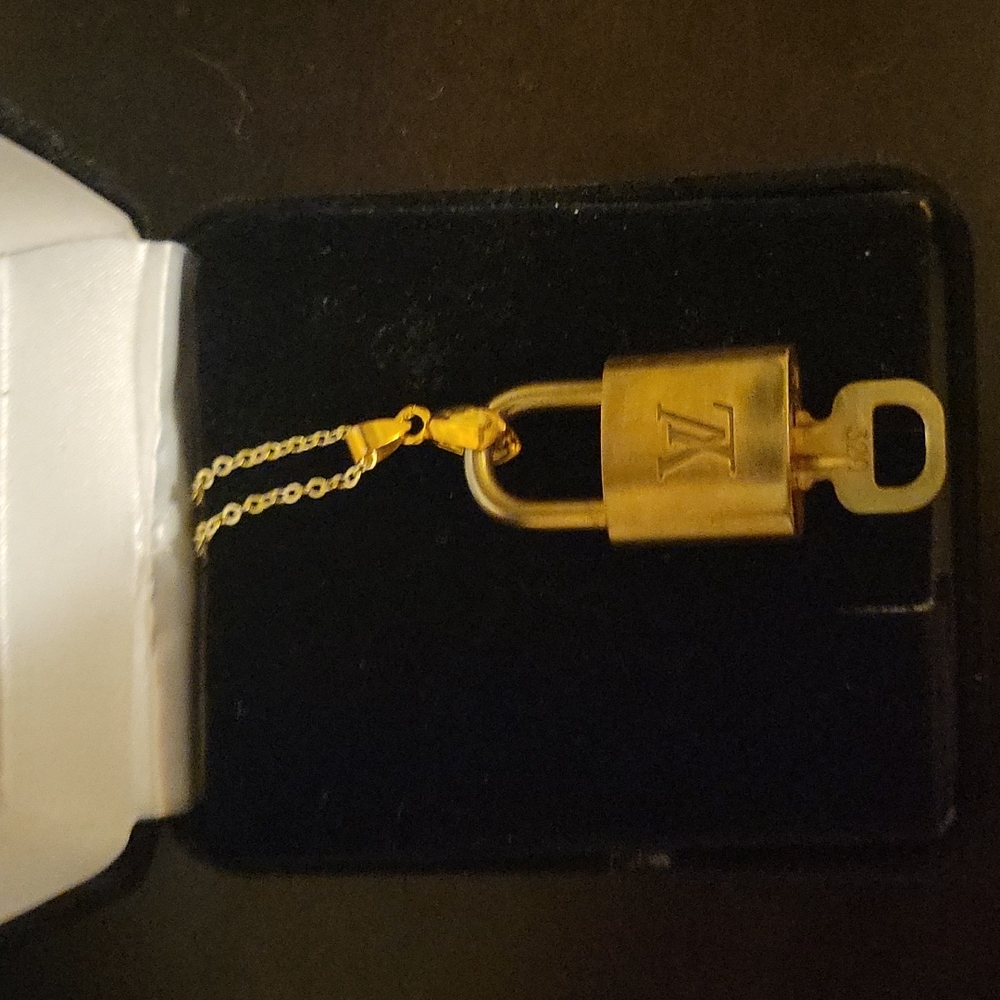 Authentic LV lock, key, w 24 in chain